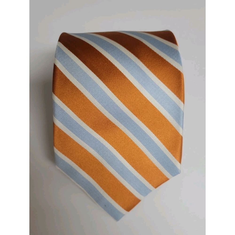 US Polo Assn Men's Silk Neck Tie Diagonal Stripe Orange Lt Blue White